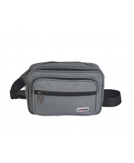 Lorenz Polyester Structured Twin Top Zip Bumbag with 2 Front Zip Pockets & Rear Zip Pocket